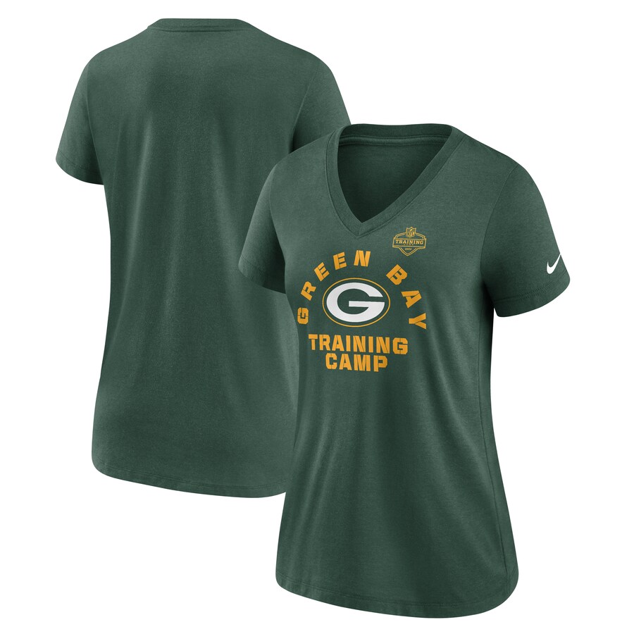 Women's Green Bay Packers  Nike Green 2022 Training Camp Tri-Blend V-Neck T-Shirt - Jersey