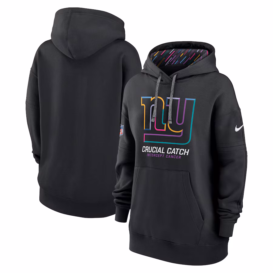 Women's New York Giants  Nike Black 2024 NFL Crucial Catch Club Pullover Hoodie - Jersey
