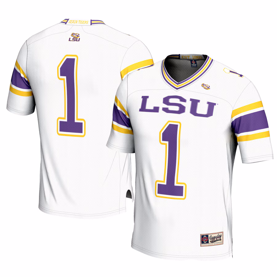 Men's GameDay Greats #1 White LSU Tigers Football Jersey - Jersey