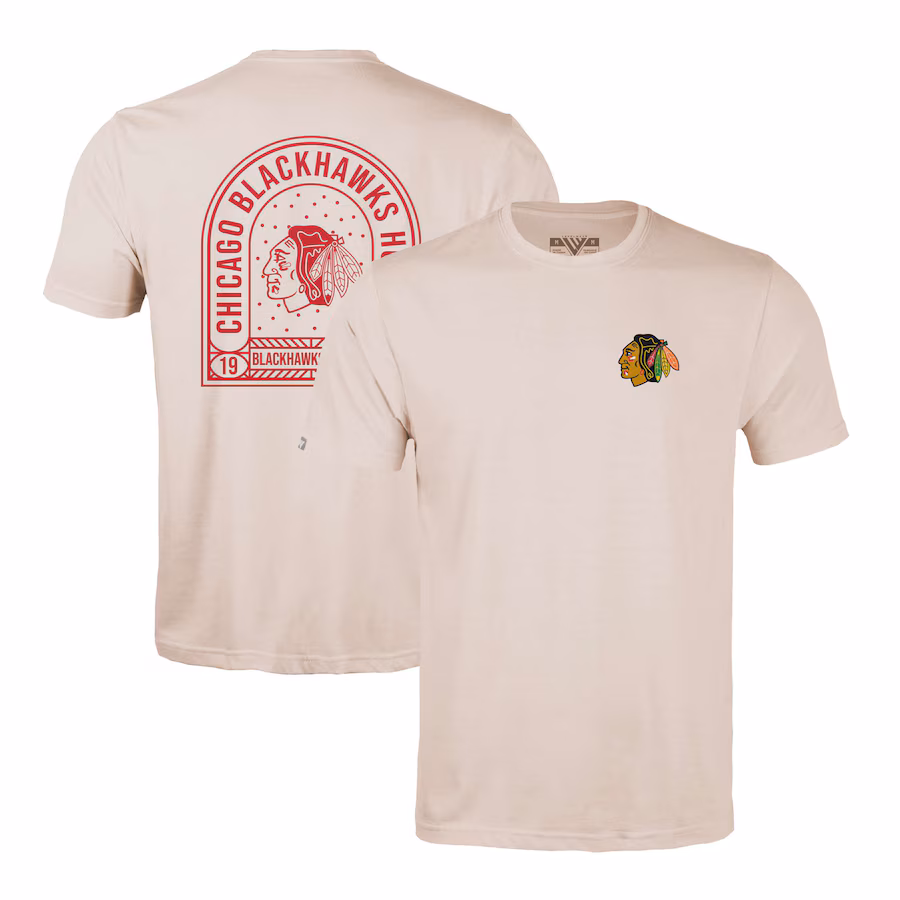 Men's Chicago Blackhawks Levelwear Khaki Richmond Stained Glass T-Shirt - Jersey
