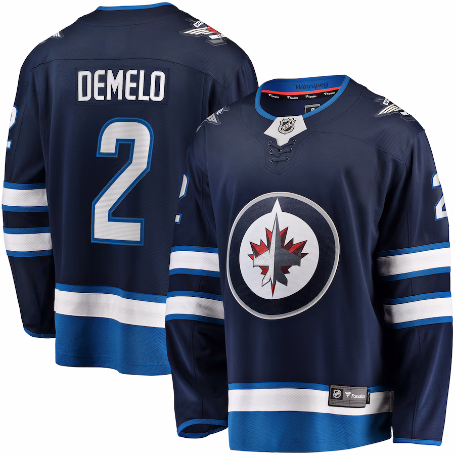 Men's Winnipeg Jets Dylan DeMelo Fanatics Navy Breakaway Player Jersey - Jersey