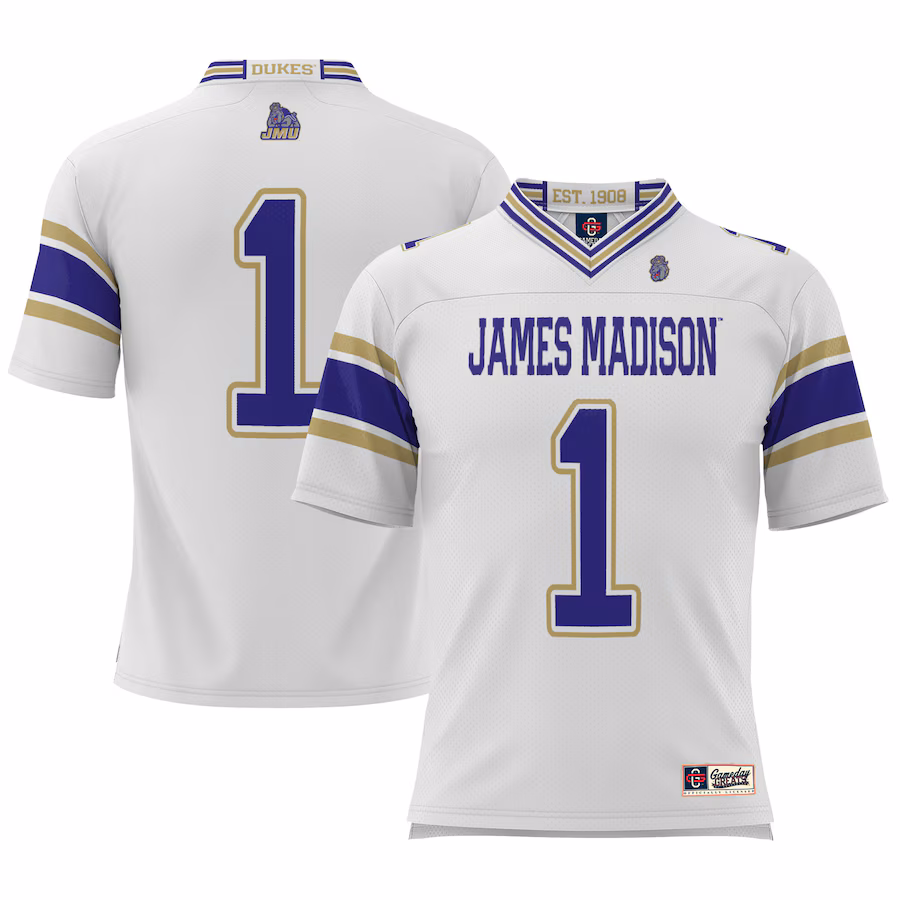 #1 James Madison Dukes GameDay Greats Youth Football Jersey - White - Jersey