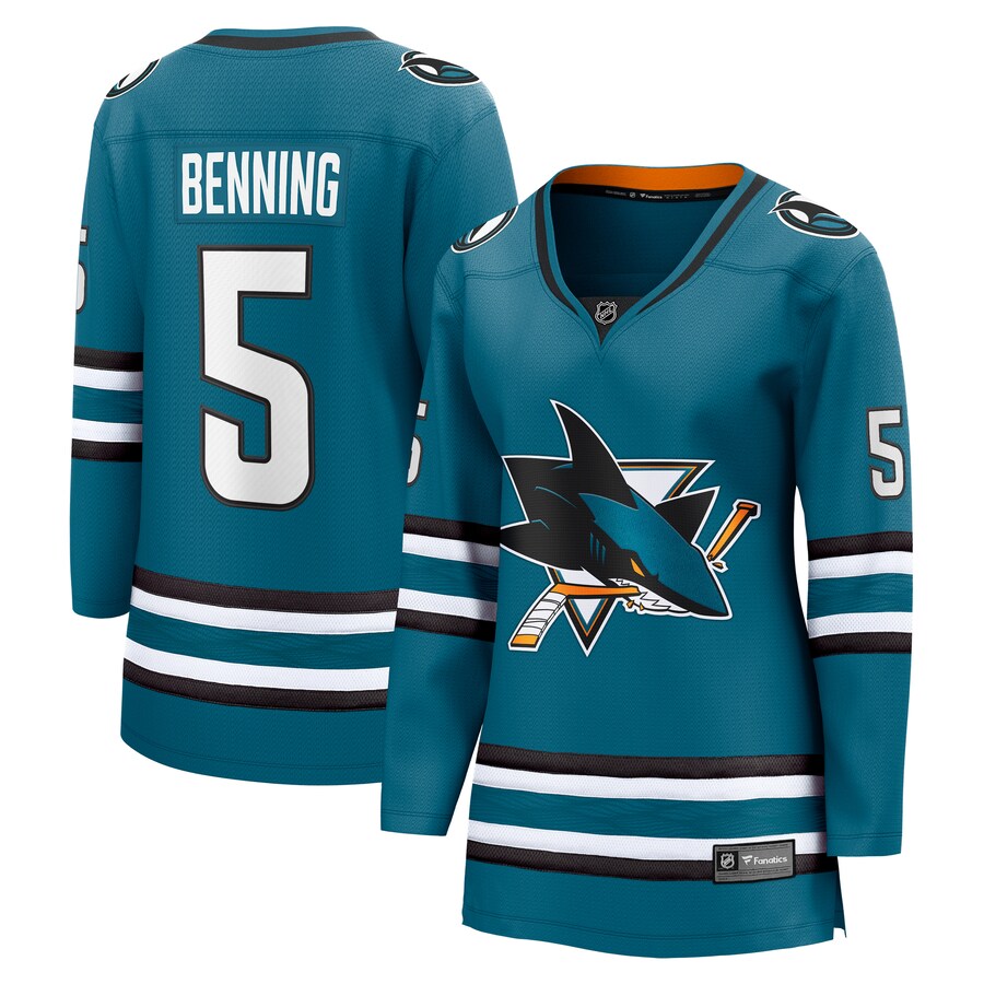 Women's San Jose Sharks Matt Benning Fanatics Branded Teal Home Breakaway Player Jersey - Jersey