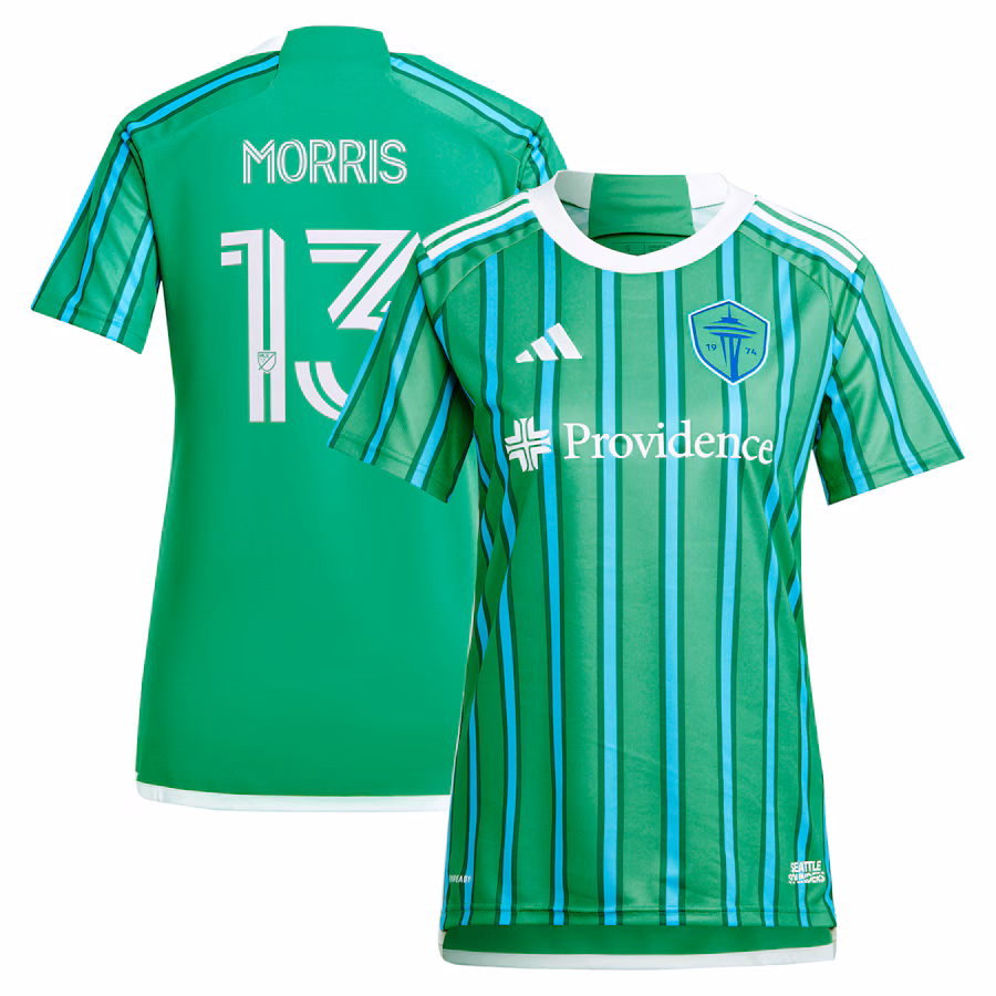 Women's Seattle Sounders FC Jordan Morris adidas Green 2024 The Anniversary Kit Replica Player Jersey - Jersey