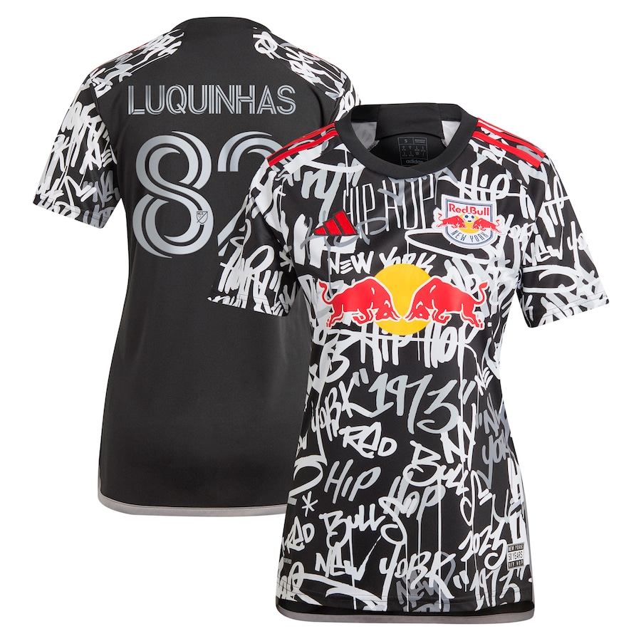Women's New York Red Bulls Luquinhas adidas Black 2023 Freestyle Replica Player Jersey - Jersey