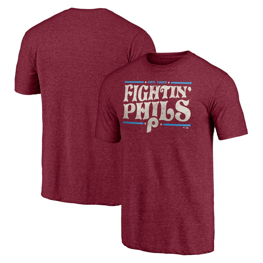 Men's Philadelphia Phillies Burgundy Hometown Collection Fightin' Phils Tri-Blend T-Shirt - Jersey
