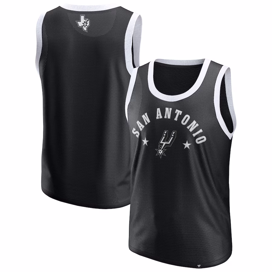 Men's San Antonio Spurs  Fanatics Black Mesh Tank Top - Jersey