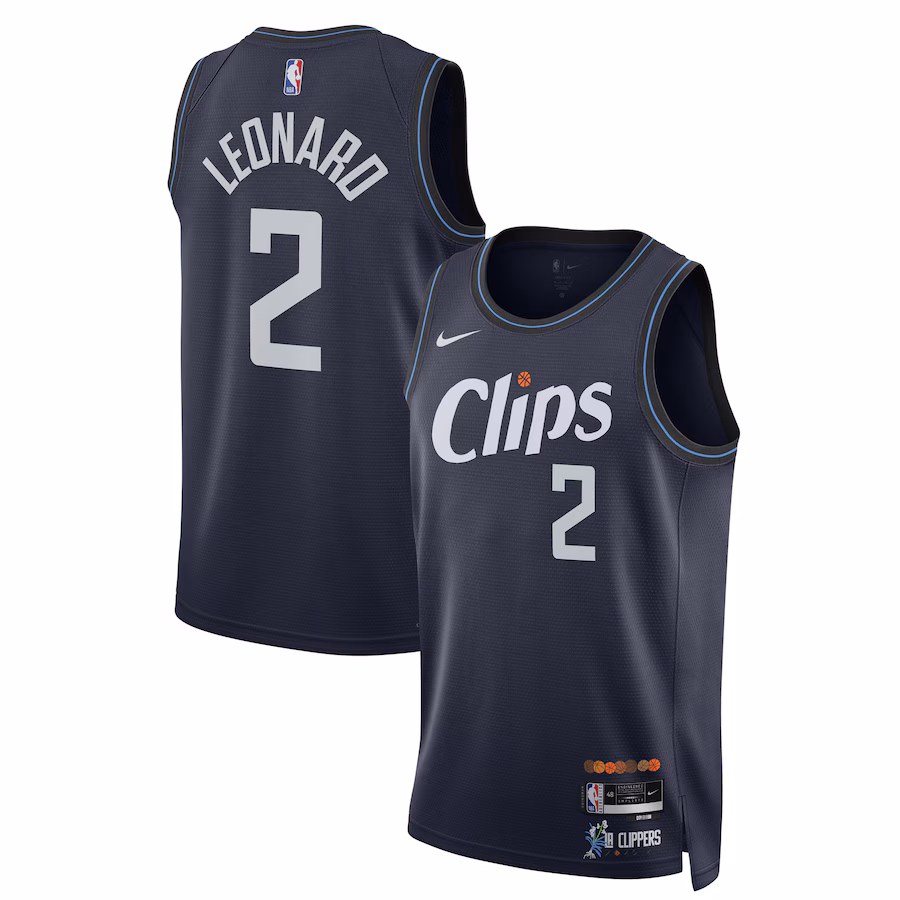 Unisex LA Clippers Kawhi Leonard Nike Navy 2023/24 Swingman Jersey - City Edition - Jersey