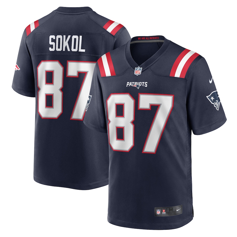 Men's New England Patriots Matt Sokol Nike Navy Game Player Jersey - Jersey
