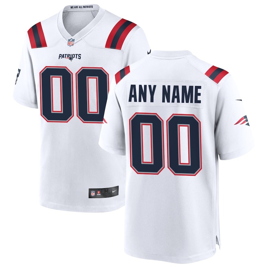 Men's New England Patriots Nike White Custom Game Jersey - Jersey