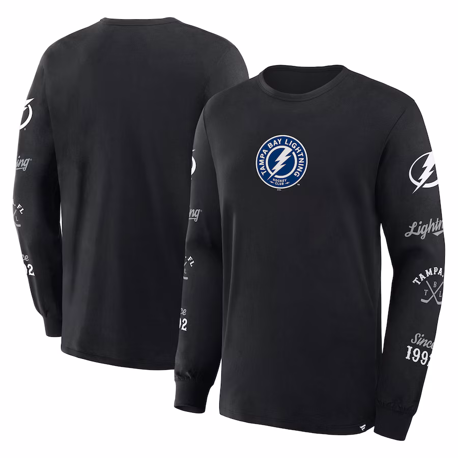 Men's Tampa Bay Lightning Fanatics Black Boxed In Legacy Long Sleeve T-Shirt - Jersey