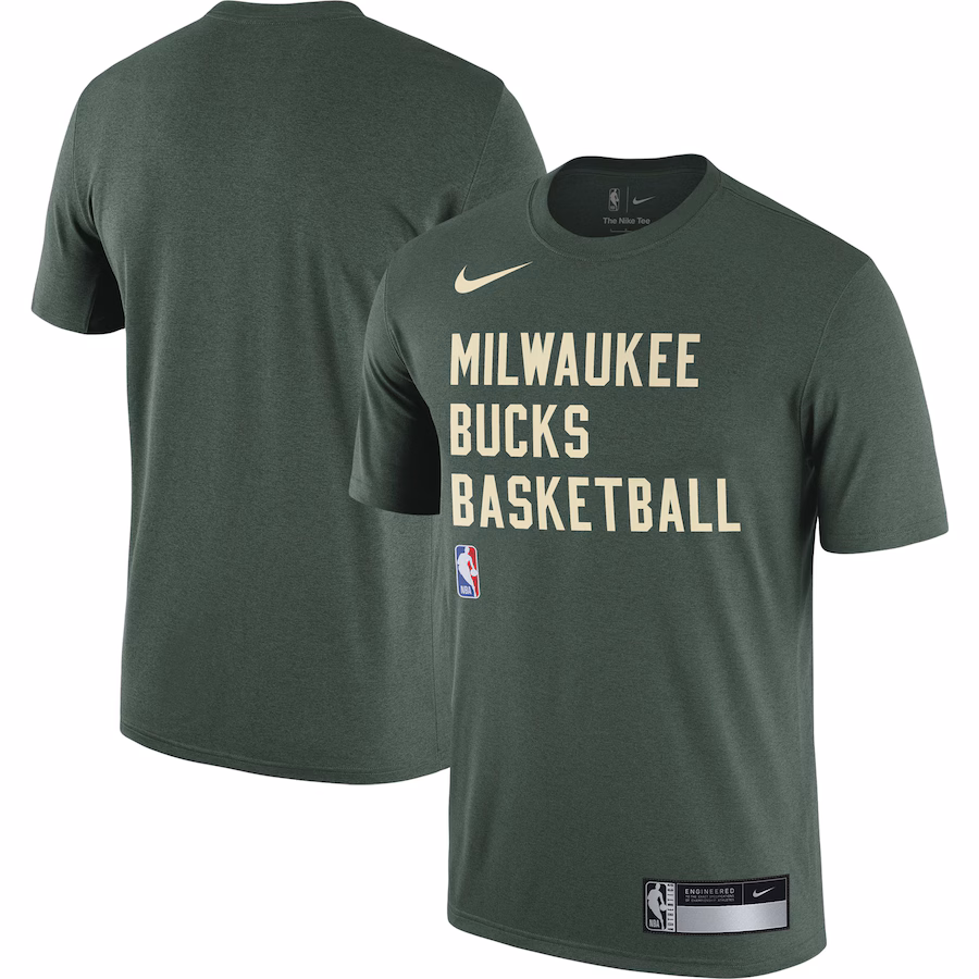 Men's Milwaukee Bucks Nike Hunter Green 2023/24 Sideline Legend Performance Practice T-Shirt - Jersey