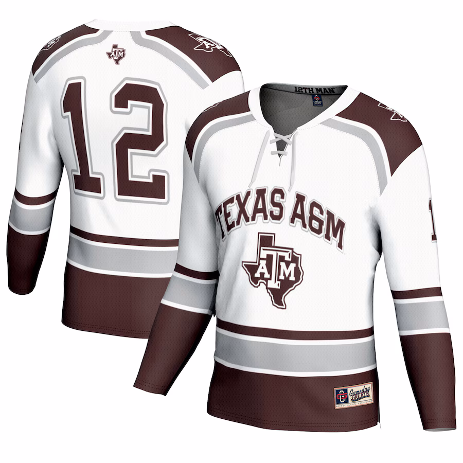 #12 Texas A&M Aggies GameDay Greats Unisex Hockey Fashion Jersey – White - Jersey