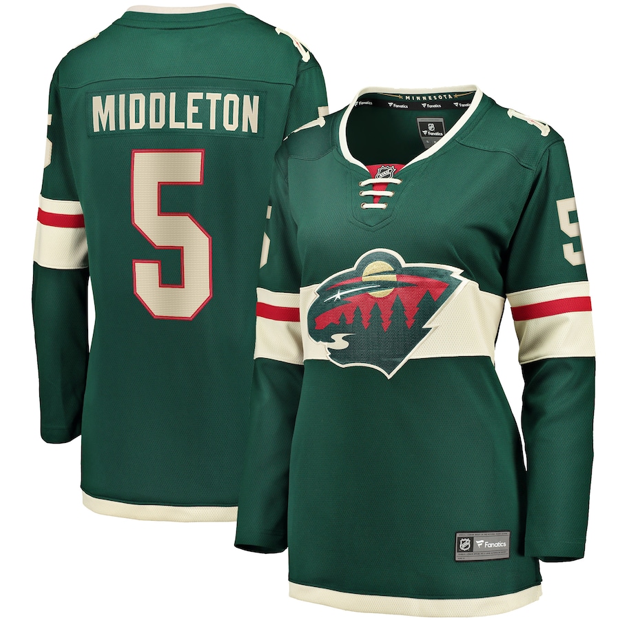 Women's Minnesota Wild Jake Middleton Fanatics Green Home Breakaway Player Jersey - Jersey