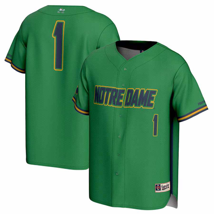 #1 Notre Dame Fighting Irish GameDay Greats Youth Lightweight Baseball Jersey - Green - Jersey