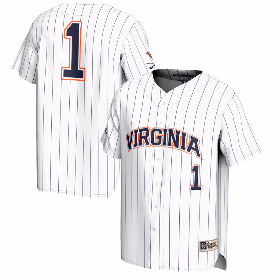 Men's GameDay Greats #1 White Virginia Cavaliers Lightweight Baseball Jersey - Jersey