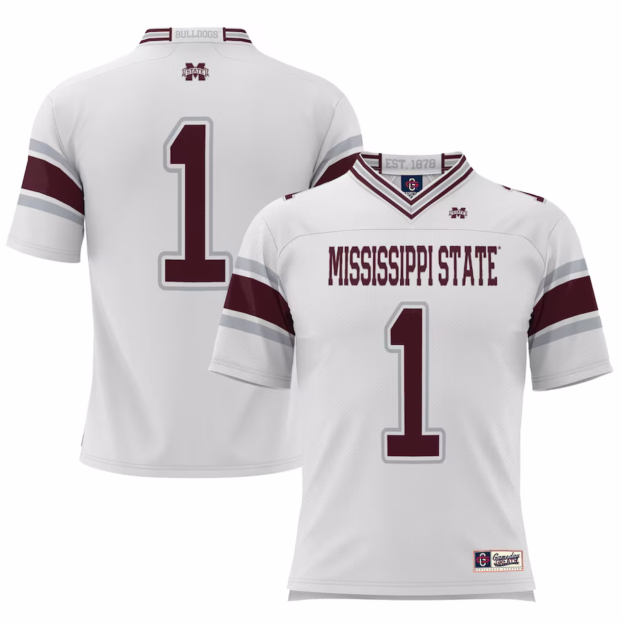 #1 Mississippi State Bulldogs GameDay Greats Football Jersey – White - Jersey