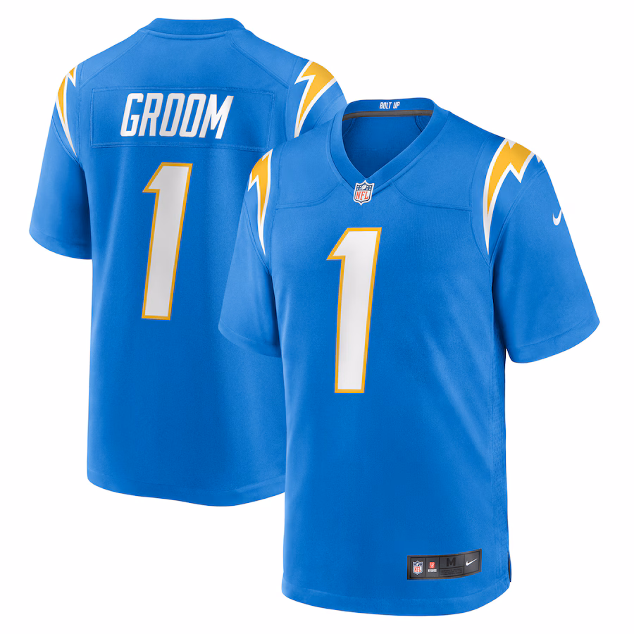 Men's Los Angeles Chargers Number 1 Groom Nike Powder Blue Game Jersey - Jersey