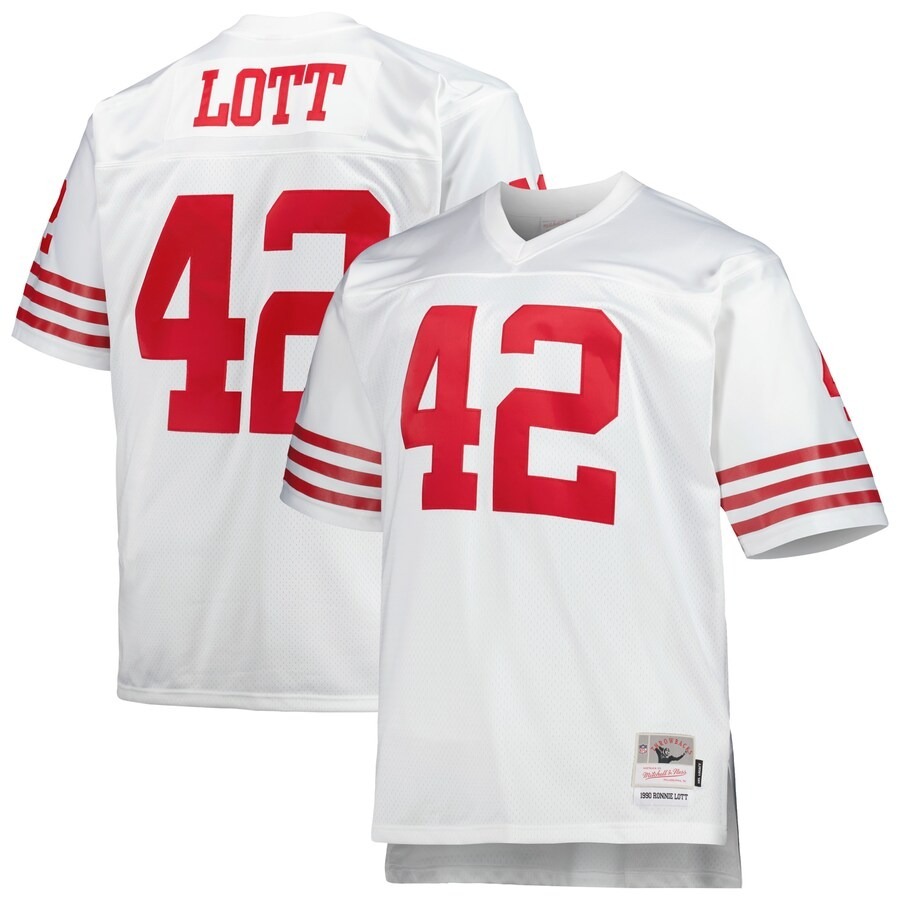 Men's San Francisco 49ers Ronnie Lott Mitchell & Ness White Big & Tall 1990 Retired Player Replica Jersey - Jersey