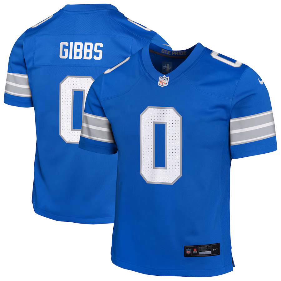 Youth Detroit Lions Jahmyr Gibbs Nike Blue Game Jersey - Jersey