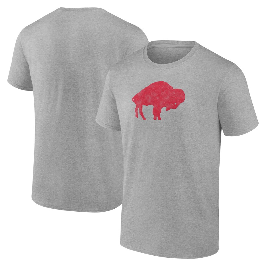 Men's Buffalo Bills  Fanatics Gray Distressed Throwback Logo T-Shirt - Jersey