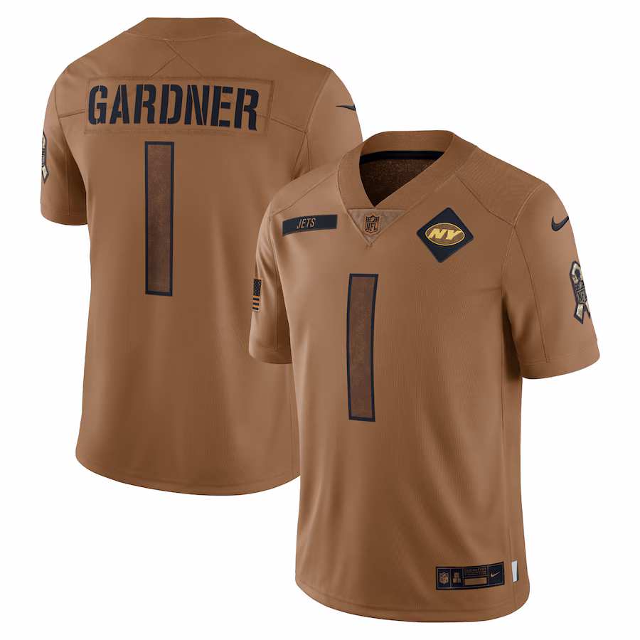 Men's New York Jets Ahmad Sauce Gardner Nike Brown Salute To Service Limited Jersey - Jersey