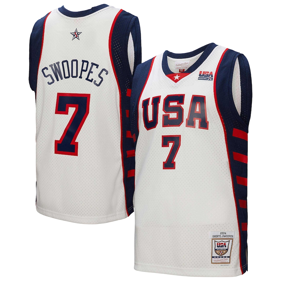 Men's USA Women's Basketball Sheryl Swoopes Mitchell & Ness White 2004 Hardwood Classics Swingman Jersey - Jersey