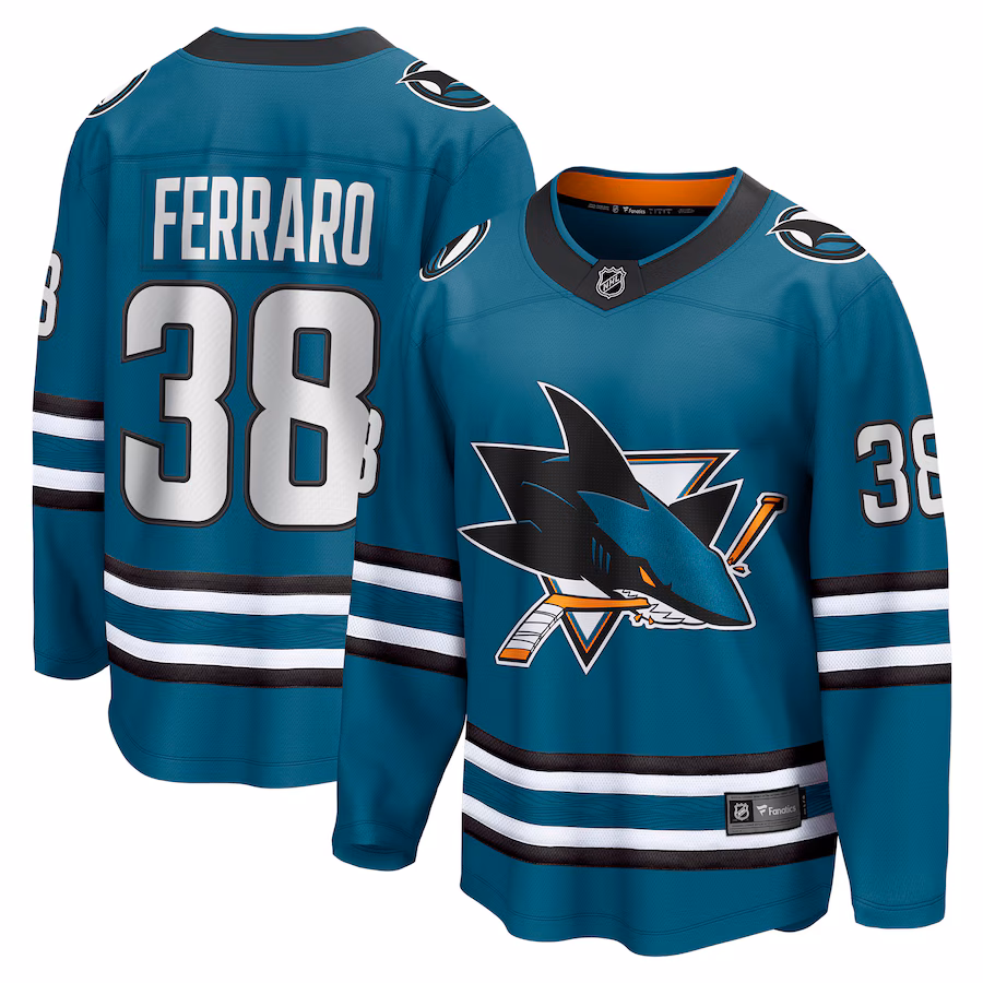 Men's San Jose Sharks Mario Ferraro Fanatics Teal Home Breakaway Player Jersey - Jersey