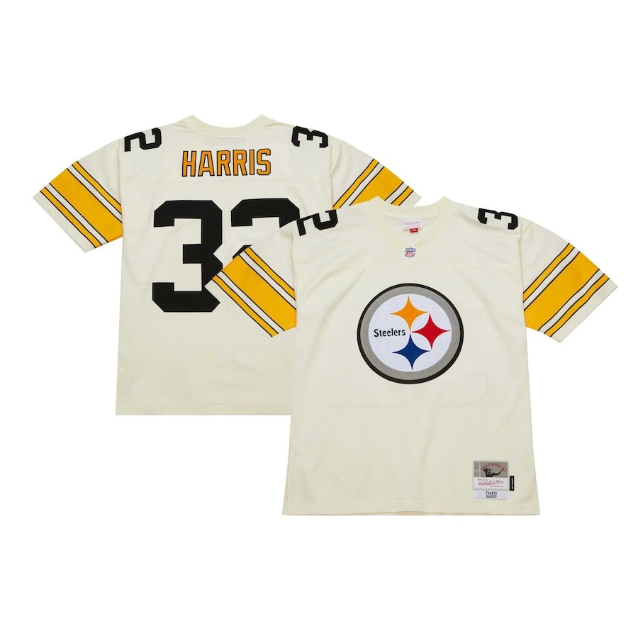 Men's Pittsburgh Steelers Franco Harris Mitchell & Ness Cream Chainstitch Legacy Jersey - Jersey