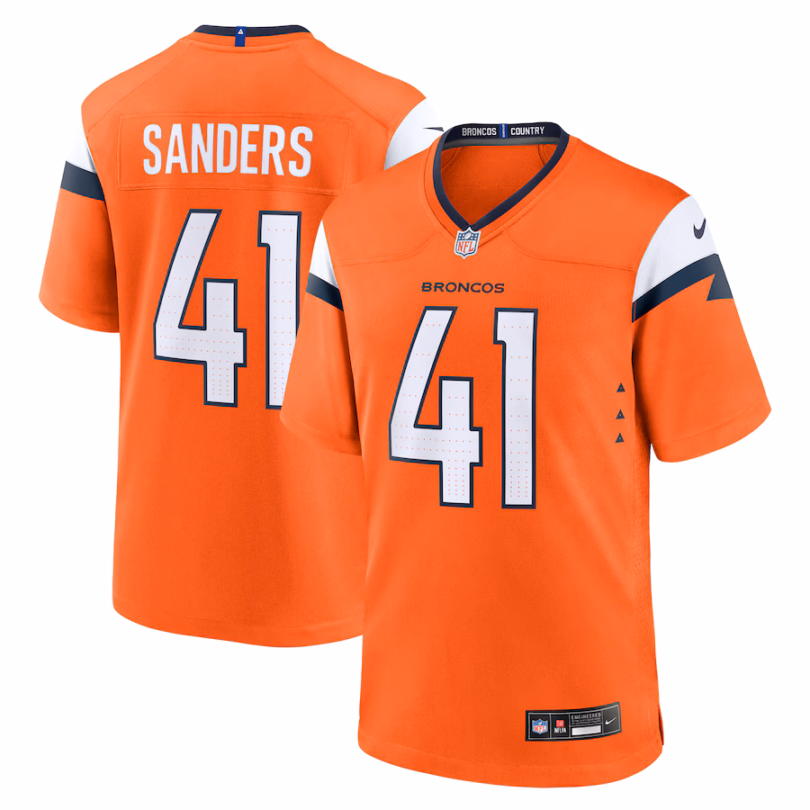 Men's Denver Broncos Drew Sanders Nike Orange Team Game Jersey - Jersey