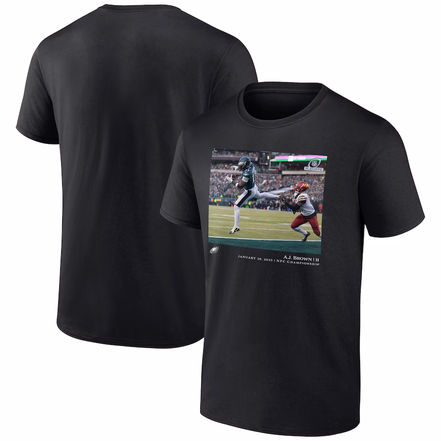 Men's Philadelphia Eagles A.J. Brown Black NFL Flash Features NFC Championship T-Shirt - Jersey