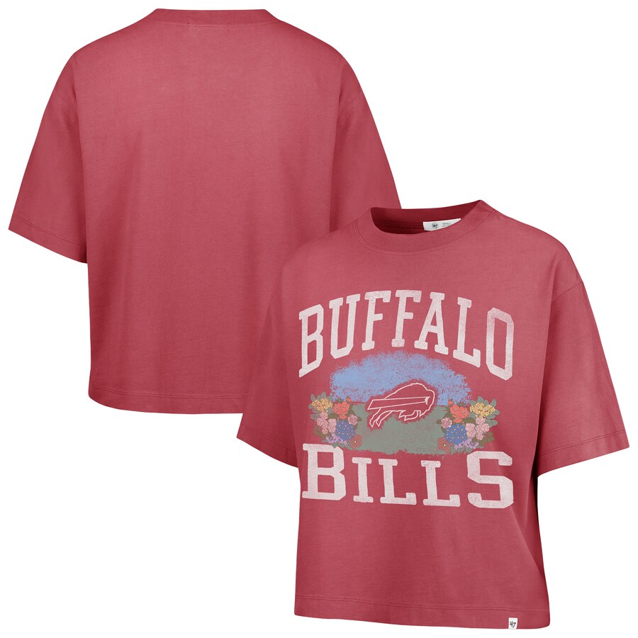 Women's Buffalo Bills  '47 Light Red Florentina Montauk Cropped T-Shirt - Jersey