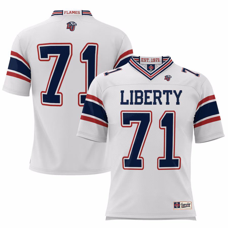 #71 Liberty Flames GameDay Greats Football Jersey – White - Jersey