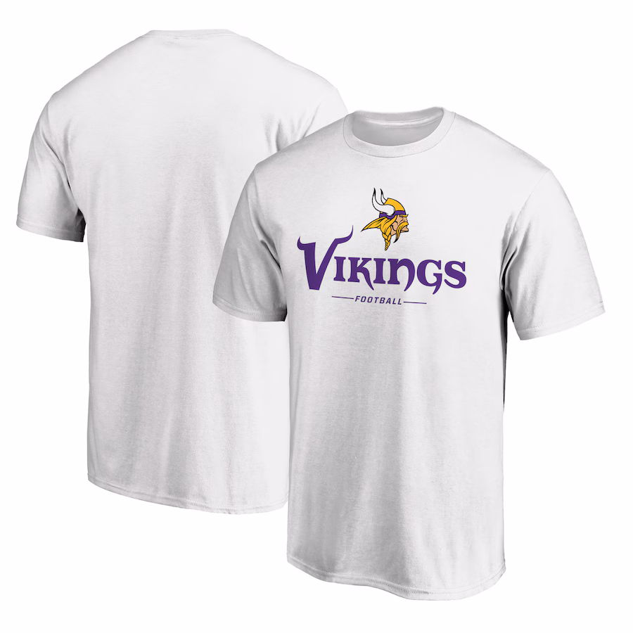 Men's Minnesota Vikings White Logo Team Lockup T-Shirt - Jersey