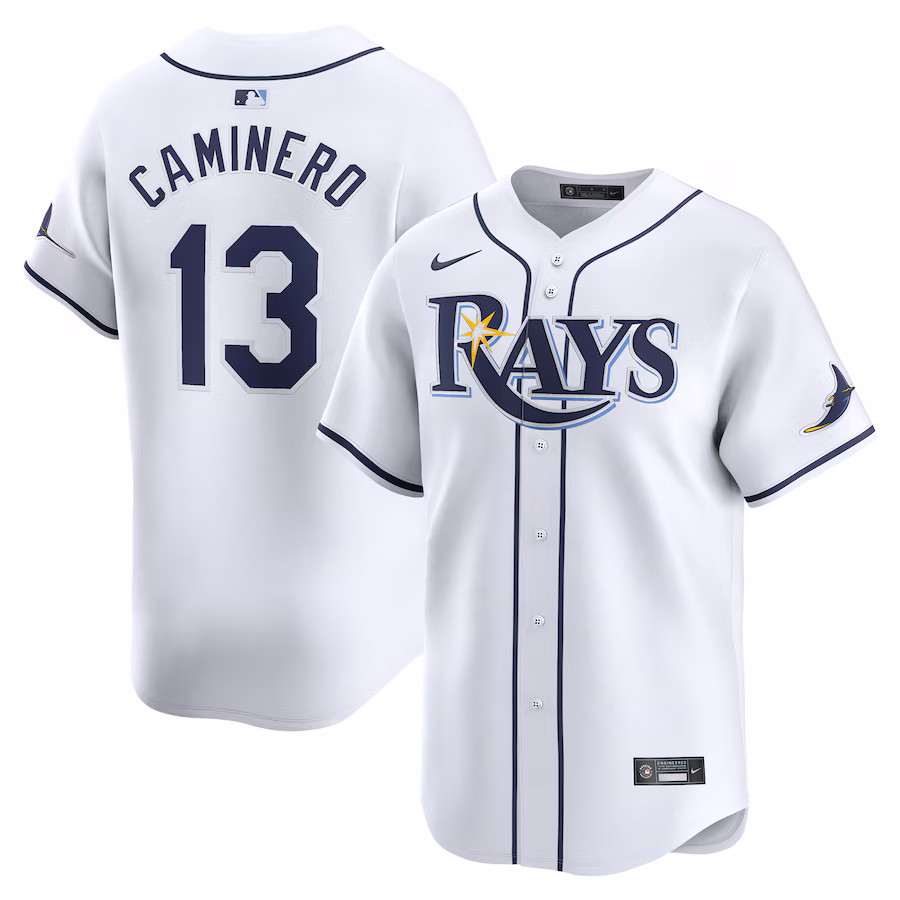 Youth Tampa Bay Rays Junior Caminero Nike White Home Limited Player Jersey - Jersey