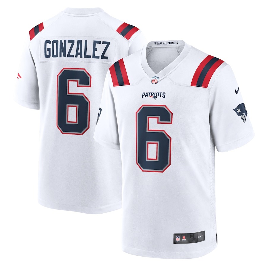 Men's New England Patriots Christian Gonzalez Nike  White  Game Jersey - Jersey