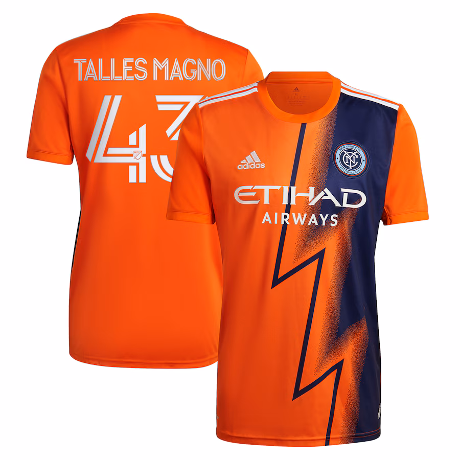 Men's New York City FC Talles Magno adidas Orange 2022 The Volt Kit Replica Player Jersey - Jersey