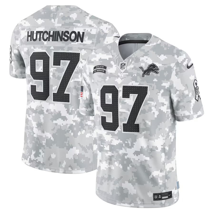 Men's Detroit Lions Aidan Hutchinson Nike Arctic Camo 2024 Salute to Service Limited Jersey - Jersey