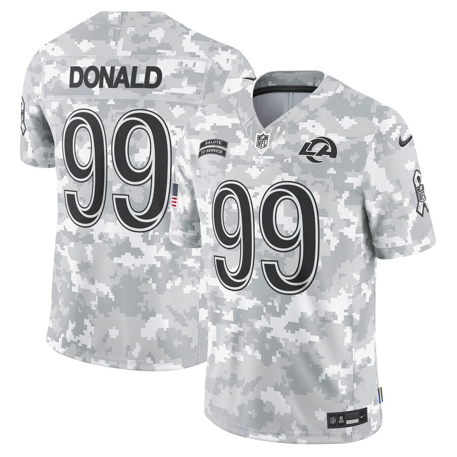 Men's Los Angeles Rams Aaron Donald Nike Arctic Camo 2024 Salute to Service Retired Player Limited Jersey - Jersey