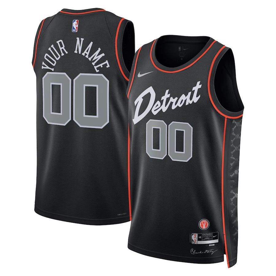 Unisex Detroit Pistons  Nike Black 2023/24 Custom Swingman Jersey - City Edition - Jersey