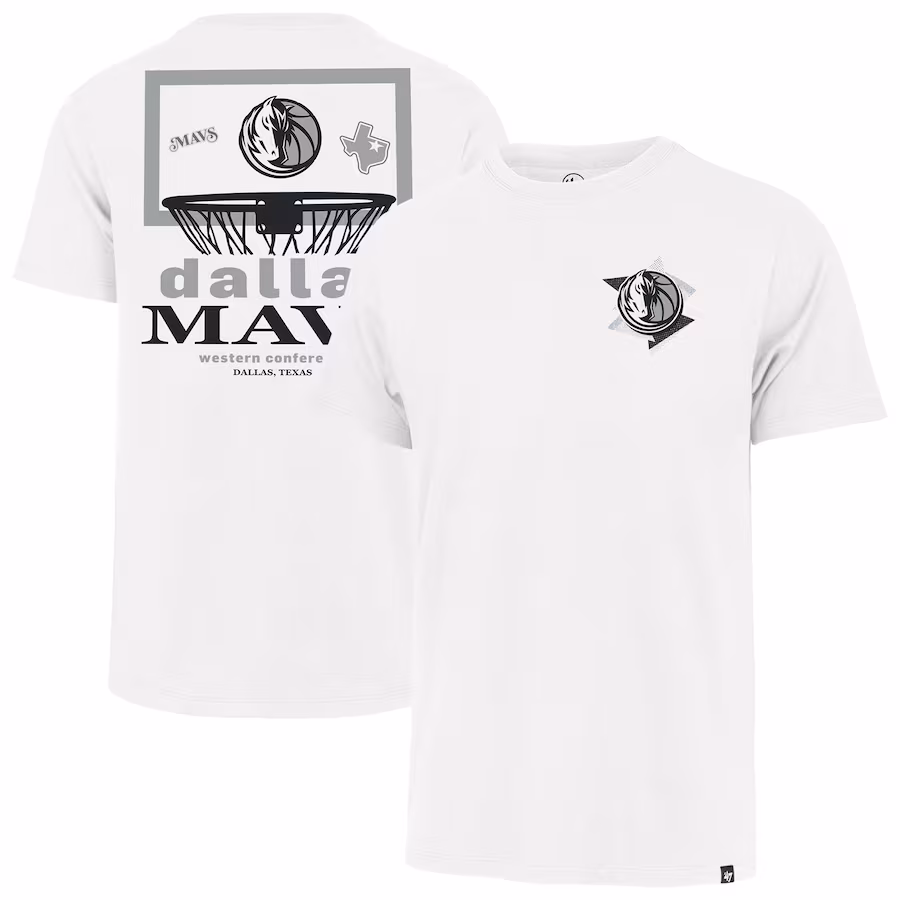 Men's Dallas Mavericks  '47 White City Edition Backboard Franklin T-Shirt - Jersey