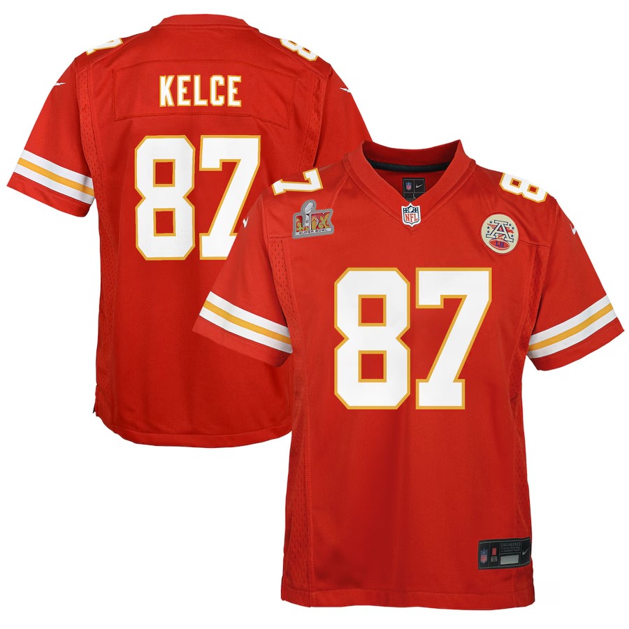 Youth Kansas City Chiefs Travis Kelce Nike Red Super Bowl LIX Game Player Jersey - Jersey
