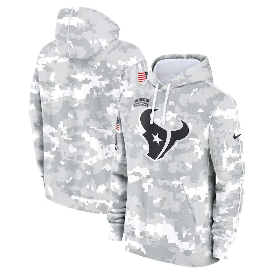 Men's Houston Texans Nike Arctic Camo 2024 Salute to Service Club Fleece Pullover Hoodie - Jersey