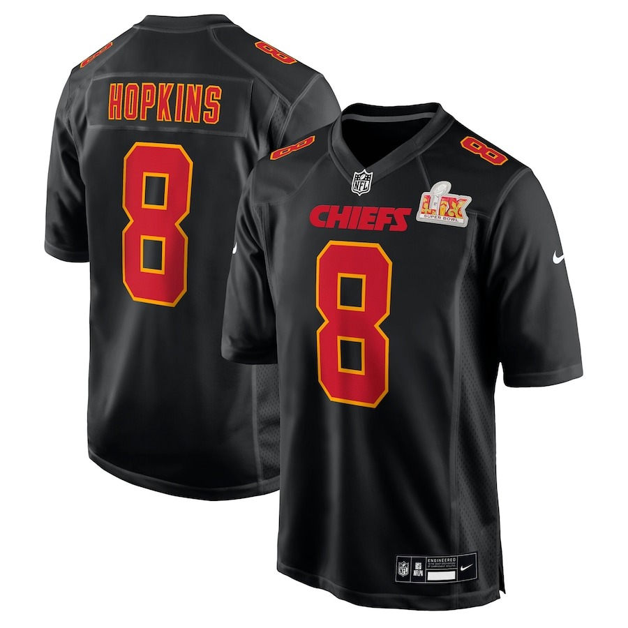 Men's Kansas City Chiefs DeAndre Hopkins Nike Carbon Black Super Bowl LIX Fashion Game Jersey - Jersey