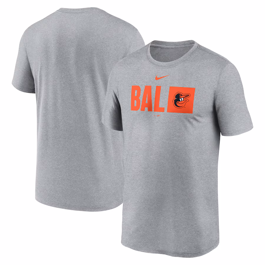Men's Baltimore Orioles Nike Heather Gray Tricode Legend T-Shirt - Jersey