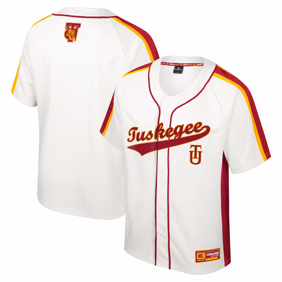 Tuskegee Golden Tigers Colosseum Ruth Button-Up Baseball Jersey - Cream - Jersey