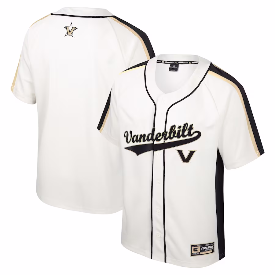 Vanderbilt Commodores Colosseum Ruth Button-Up Baseball Jersey - Cream - Jersey
