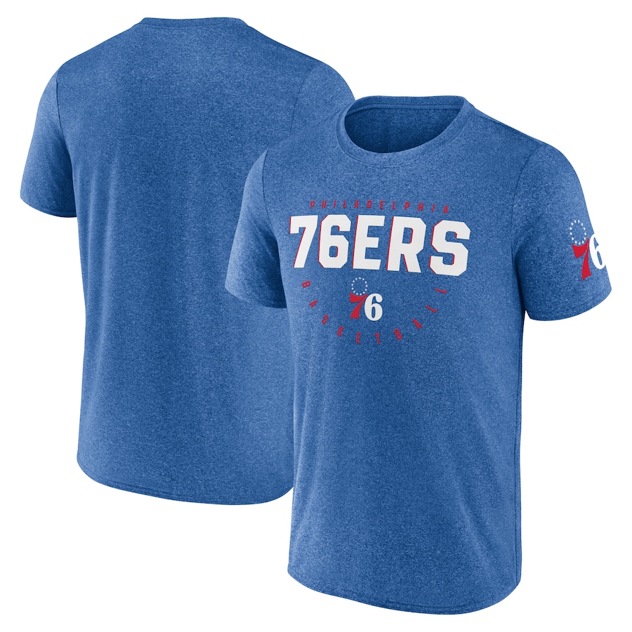 Men's Philadelphia 76ers Heather Royal Block Practice Performance T-Shirt - Jersey
