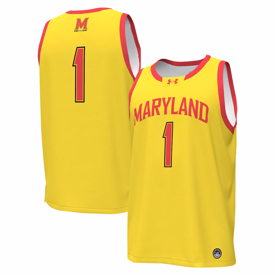 Men's Under Armour #1 Gold Maryland Terrapins Replica Basketball Jersey - Jersey