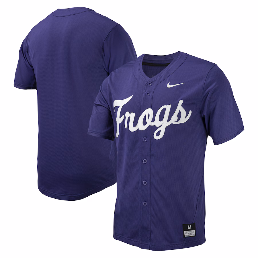 TCU Horned Frogs Nike Replica Full-Button Baseball Jersey - Purple - Jersey